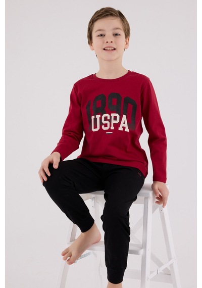 U.S. Polo Assn. U.s. Polo Assn Erkek Çocuk Bordo Pijama Takımı Us2203-c-v2