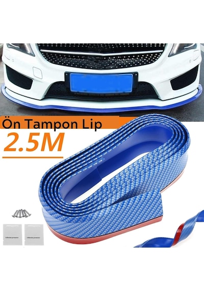 Mavi 2,5 Metre Araba Oto Ön Tampon Koruyucu Kauçuk Pratik Tampon Şerit Bant Döşeme Kiti 50001