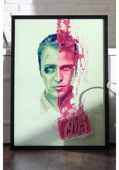 Fight Club Siyah Ahşap Çerçeveli Poster, Film Duvar Tablosu