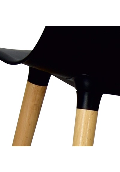 Vilinze Eames Naturel Ahşap Ayak Plastik Siyah Sandalye Eames-beyaz Siyah - Naturel