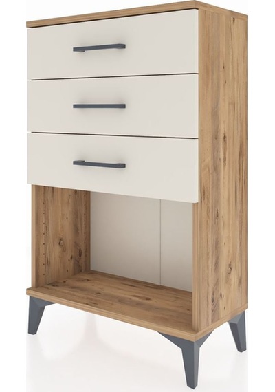 Arges Komodin 3 Çekmeceli 60x30x96 Çam-aytaşı Atlas Çam