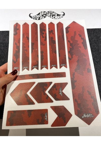 Bcy35 Reflektif Bisiklet Sticker Seti Avantaj Paket Kirmizi Siyah