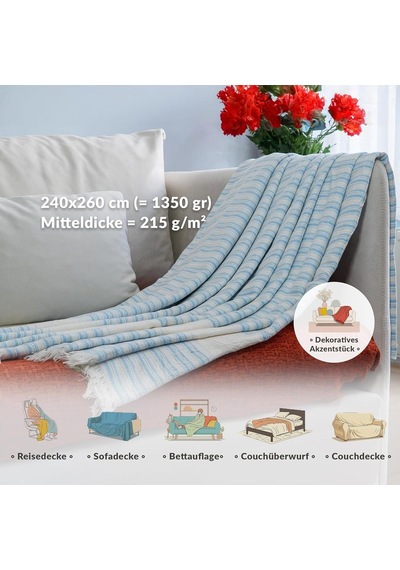 Loomvia Kanepe, Koltuk Ve Yatak Örtüsü - 240x260 Cm - Bambuviskon Kumaş - Nefes Alır Ve Yakmaz - Oturma Odası Ve Y Diğer