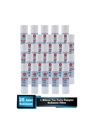 Sumarkt Açık Kasa Su Arıtma Cihazı 10 Inç 1 Mikron Sediment Spun Filtre 25 Adet