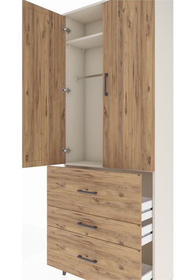 Arges Dolap 2 Raflı 3 Çekmeceli Tek Askılı 88x30x221 Aytaşı-çam Aytaşı