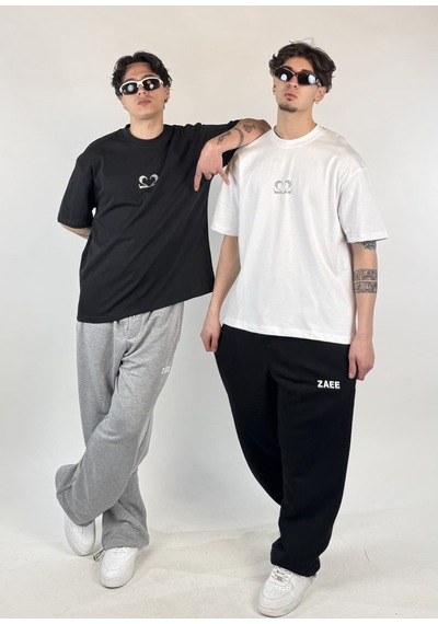Zaee 2m Motive Taşlı Oversize T-shirt Beyaz