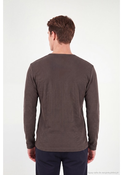 Buratti Pamuklu Regular Fit Düğmeli Bisiklet Yaka Sweat Erkek Sweat 5905852 Kahve