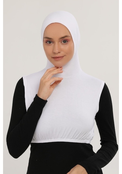 Altobeh Sıfır Kollu Boyunluklu Boneli Yarım Body Beyaz Çok Renkli