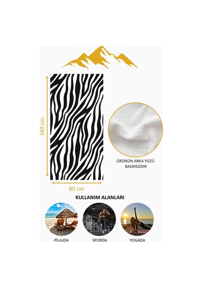 Dijital Baskı Plaj Deniz Havlusu Zebra Desenli Peştamal Hvl0186 Renkli