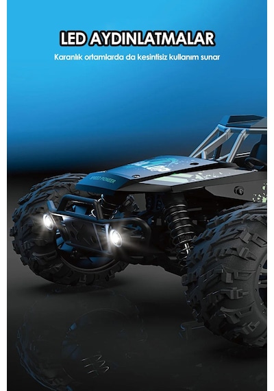 2.4ghz Metal Gövde Led Farlı 4x4 4wd 50km Hız Yapan Uzaktan Kumandalı Rc Araba