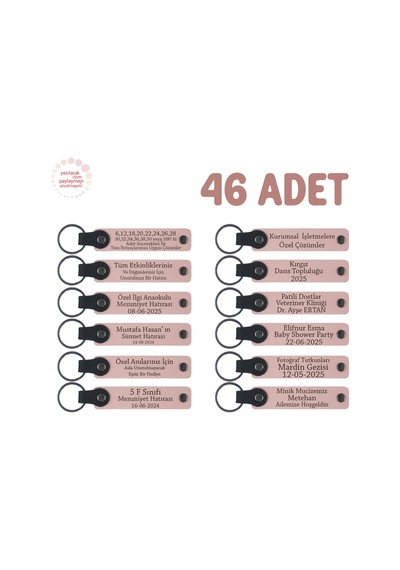 Sınıf Anılarınızı Taşıyacak Özel Set, 46 Lı Set, Kişisel Mesaj Yazılabilen Anahtarlık, Pudra