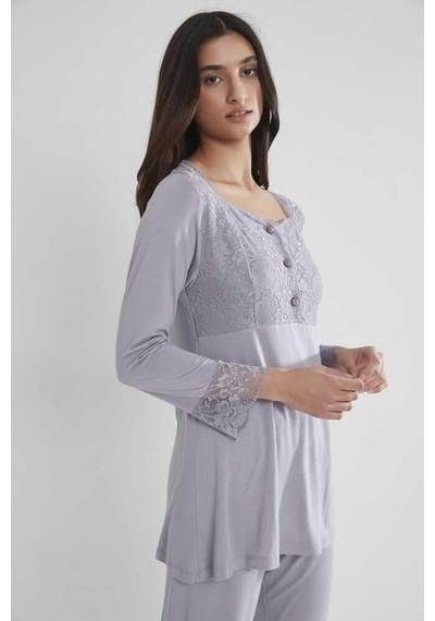 Pierre Cardin Kadın Penye Dantelli Pijama Takımı 1241 Royal 001