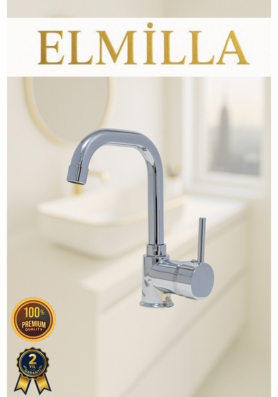 Krom Armut Köşe Borulu Banyo Lavabo Bataryası Çeşmesi Musluğu Çift Su Girişli