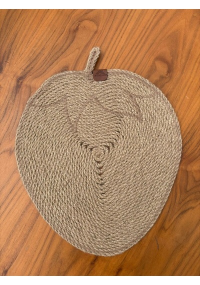 Doğal Jüt İp Elma Şekilli Amerikan Servis - Supla 38x35 Cm Şık Ve Rustik Dokunuş Natural