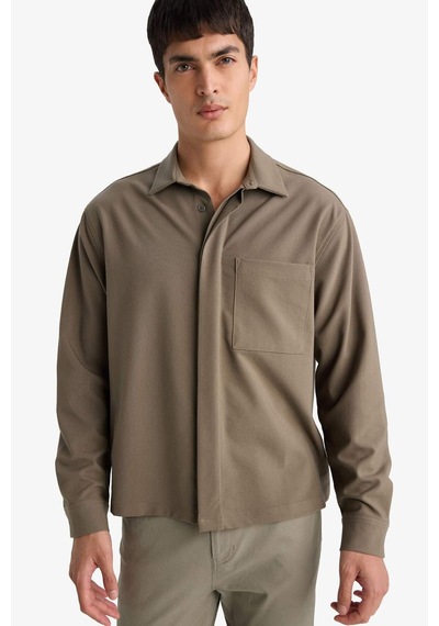 Defacto Poplin Gömlek G6253ax25wnbn571 Kahve-bn571