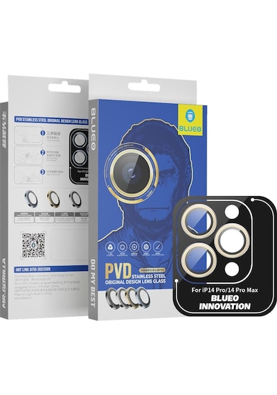 Apple Uyumlu iPhone 14 Pro/14 Pro Max Altın Pvd Paslanmaz Çelik Lens Koruyucu
