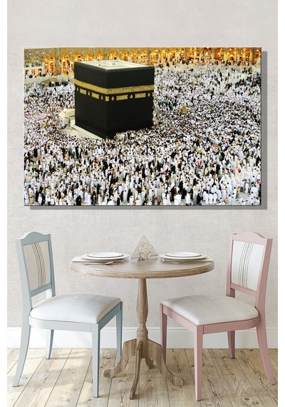 Duvar Tablosu Yatay Kanvas Tekli Salon Mutfak Yatak Odası Ofis Kabe Din Mekke Medine İslam