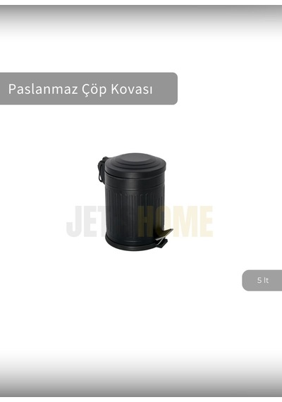Jet's Home Pedallı Banyo Çöp Kovası Paslanmaz 5 Lt Mutfak Çöp Kutusu Siyah Siyah