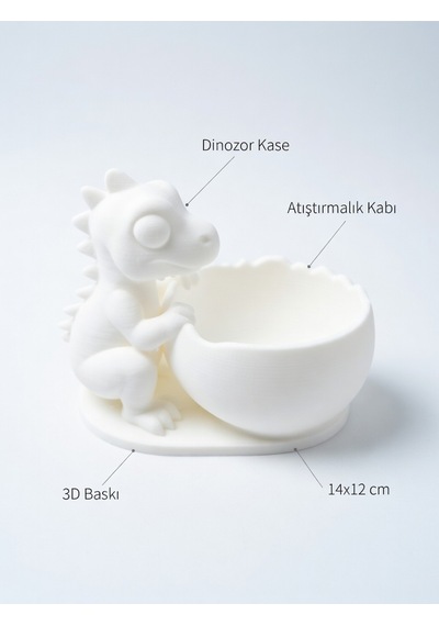Sevimli Dinozor Figürlü Popcorn Kasesi 3d Baskı - Ejderha Figürlü Mısır Gevreği Atıştırmalık Kabı