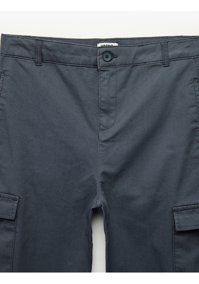 Koton Pamuklu Kapaklı Cep Detaylı Gabardin Kargo Pantolon Mavi 6skb40090tw