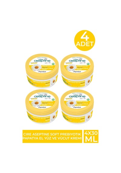 Cire Aseptine Soft Prebiyotik Papatya El Yüz Ve Vücut Kremi 30 Ml 4 Adet