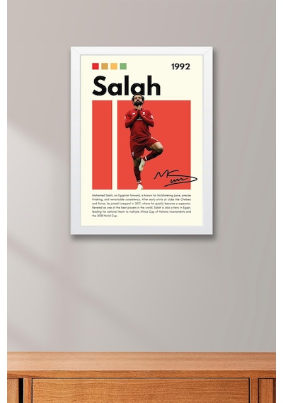 Muhammed Salah Çerçeveli Tablo - Dekoratif Çerçeveli Futbolcu Poster Tablo