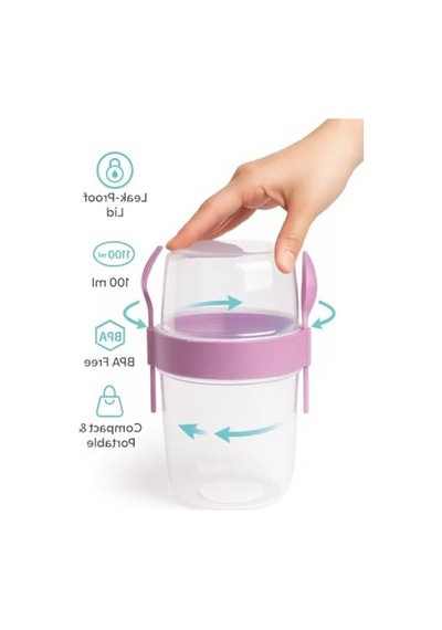 Taşınabilir Sızdırmaz Yoğurt Ve Granola Kabı, 1100 Ml, Pratik Tasarım, Kaşıklı 0