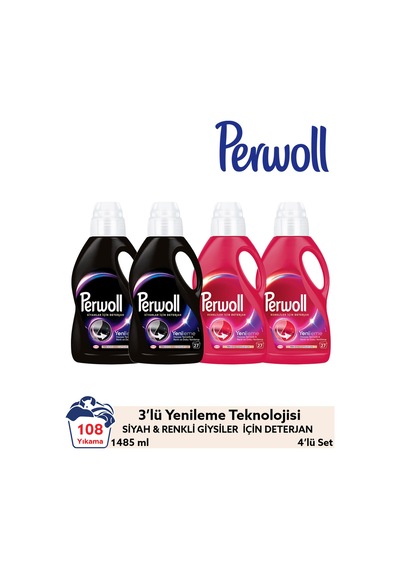 Hassas Bakım Sıvı Çamaşır Deterjanı 4'lü Set 108 Yıkama 2x1.485l Siyah + 2x1.485l Renkli