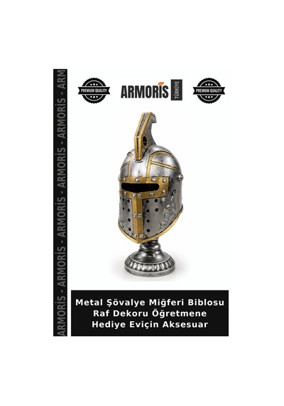 Metal Şövalye Miğferi Biblosu Raf Dekoru Öğretmene Hediye Eviçin Aksesuar