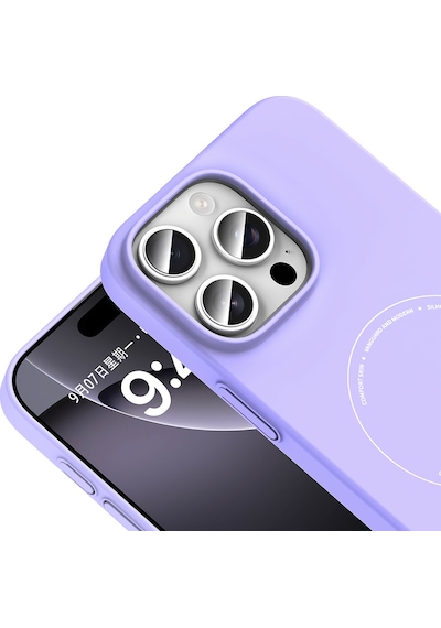 Maks Technology iPhone Uyumlu 16 Pro Kılıf M-safe Şarj Özellikli Kamera Korumalı Mkst Elio Sert Pc Kapak - Lila