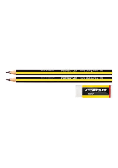 119 Noris Clup Jumbo Kurşun Kalem Hb 2 Adet & 526 N20 Noris Silgi 103 Ivory