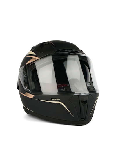 Caspiano Homer Full-face Led Işıklı Glossy Black / Gold Motosiklet Kaskı Ece-r 22.06 Sertifikalı Sarı