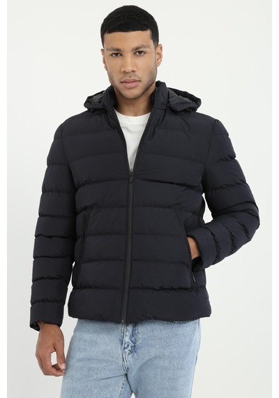 Dufy Erkek Slim Fit Kapüşonlu Lacivert Mont-18158