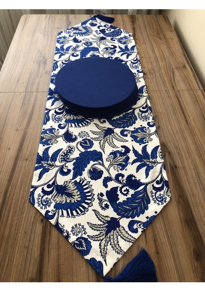 Çiçekli Batik Desenli Runner & Supla Çok Renkli