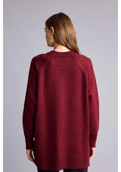 Defacto Relax Fıt Basıc Triko Kazak Tunik H6186ax26wnbr33 Bordo-br33