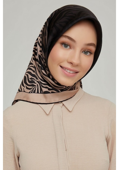 Armine Yeni Sezon 2021-22 Serisi Zebra Desen Ipek Twill Eşarp 8654d-22