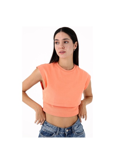Scorp Spell Kadın Crop Tişört Sardunya Gri