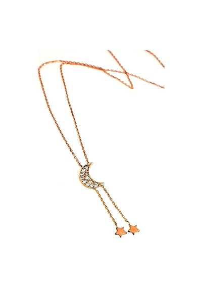 Minimal Rose Gümüş Ay Yıldız Kolye
