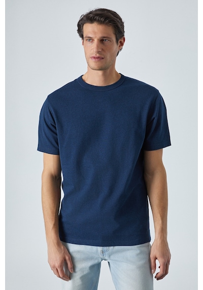 Grimelange PELTZ Erkek Relaxed Bisiklet Yaka Kısa Kollu Lacivert T-Shirt