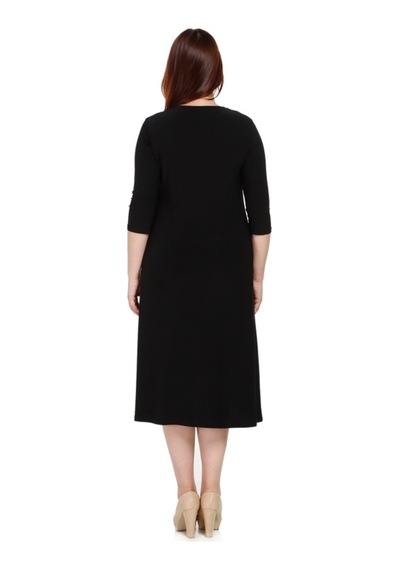 Nidya Moda Büyük Beden Ray Yaka Elbise-4079S Siyah