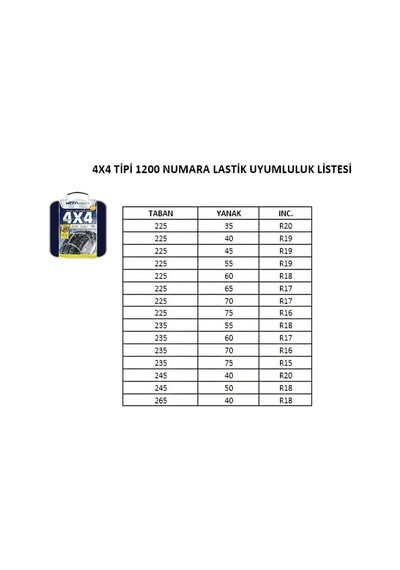 Kar Zinciri 4x4 Tipi 1200 Numara