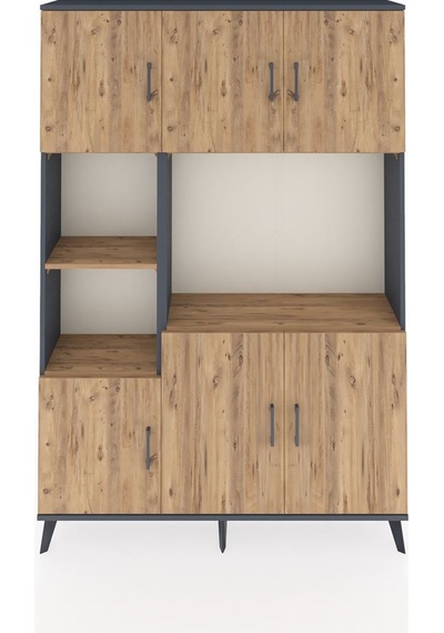 Arges Dolap 9 Raflı 6 Kapaklı 132x30x195 Antrasit-çam/çam Antrasit