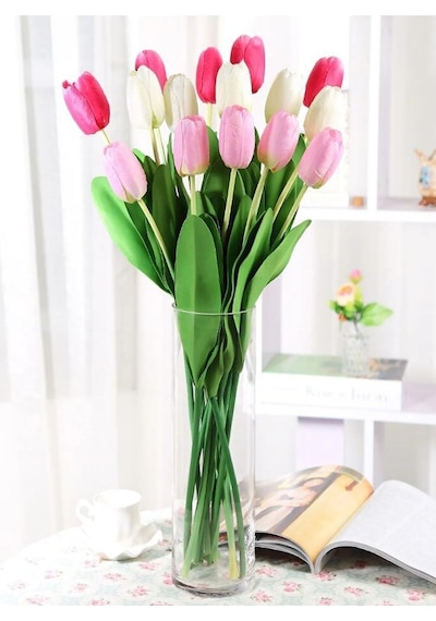 Silindir Cam Vazo Yükseklik : 23 Cm Genişlik 9 Cm Beyaz