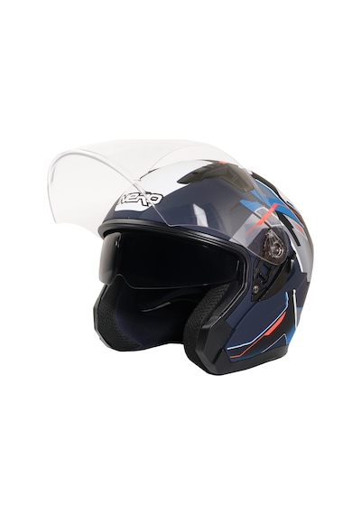 Gp Nero Mks006-mbc5b Şeffaf Vizörlü Motosiklet Yarım Kask Siyah Mavi Gri