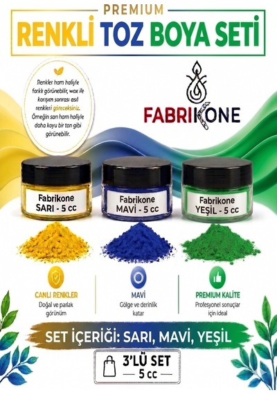 3'lü Set Premium Parafin Soya Wax Toz Mum Boyası Hobi Seti - 5 Cc Sarı, Mavi, Yeşil Bkfab3srmy5g Karışık