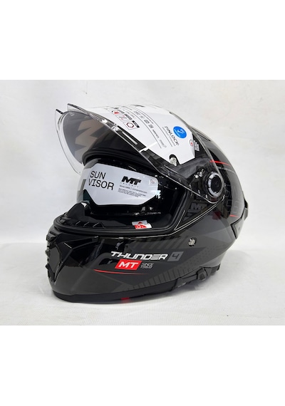 Mt Thunder 4sv R Luminence D1 Şefaf Vizörlü Kask Parlak Renk - Iç Güneş Vizörlü Sİyah