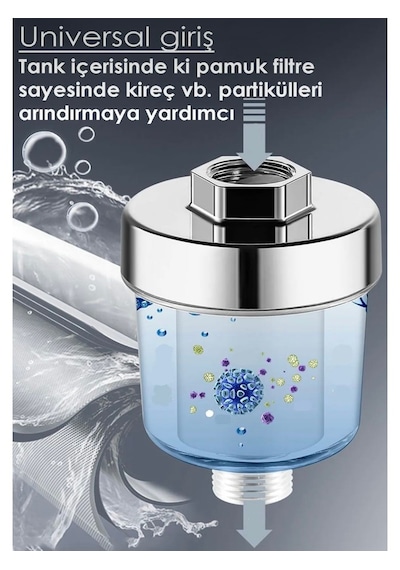 Truva Su Arıtma Filtresi - Duş Ve Banyo Kireç Arındırıcı Filtre Krom