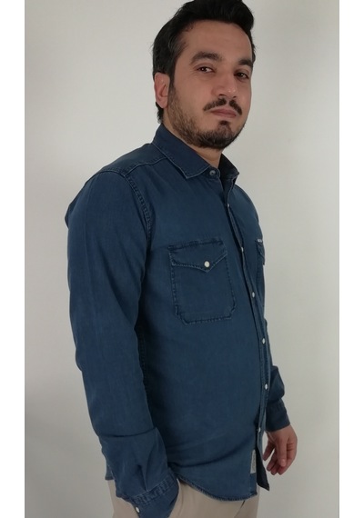 Tousus Slim Fit İndigo Oxford Erkek Gömlek Slm-2002-tss Mavi