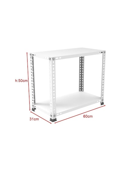2 Katlı Renkli Çelik Raf Sehpa - Atölye, Depo, Ofis Sehpası Mavi-31x60 Cm-50 Cm