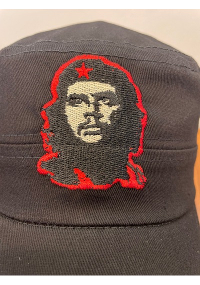 Castro Che Nakışlı Pamuklu Gabardin Kumaş Cap Şapka Siyah